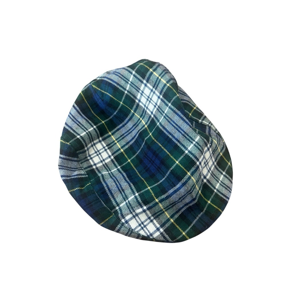 Brooks Brothers Navy Blue / Red Green Plaid Wool Cap Hat Made in Italy Size XL